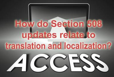 Text on screen asks about Section 508 updates; bold "ACCESS" below.