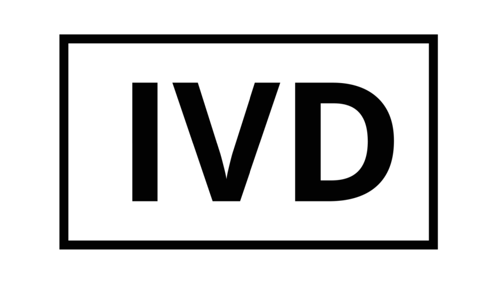 Black "IVD" text centered in a white rectangular frame, minimalist design.
