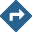 A blue arrow icon on a gray diamond-shaped background, digital illustration.