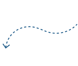 Blue dashed arrow curving leftwards on a transparent background, digital illustration.