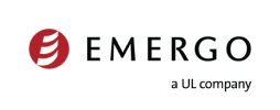 Emergo logo with red emblem and black text, "a UL company," on white.
