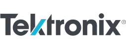 Tektronix logo in gray and blue text on a white background.