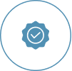 Blue checkmark badge inside a circle, digital illustration, with no text.