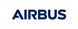 Blue "AIRBUS" text logo on white background, simple and bold design.