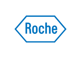 Blue Roche logo on white background, hexagonal shape, digital illustration.