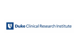 Duke Clinical Research Institute logo, blue text and emblem on white background.