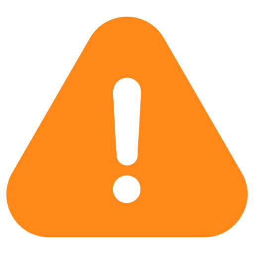 Orange warning triangle with exclamation mark, digital icon, no text present.