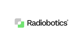 Radiobotics logo with green and gray design on white background.