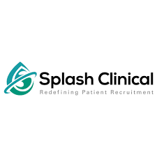 Teal and black logo of Splash Clinical with tagline "Redefining Patient Recruitment."