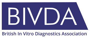 Blue and white logo featuring "BIVDA" and "British In Vitro Diagnostics Association."