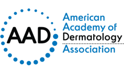 American Academy of Dermatology Association logo in blue and black text.